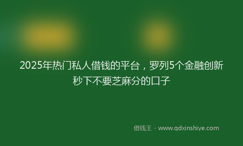 2025年热门私人借钱的平台，罗列5个金融创新秒下不要芝麻分的口子
