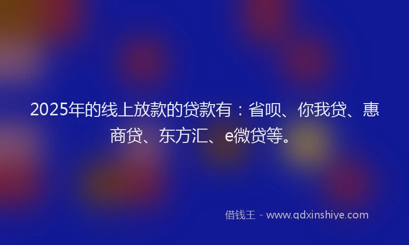 2025年的线上放款的贷款有：省呗、你我贷、惠商贷、东方汇、e微贷等。