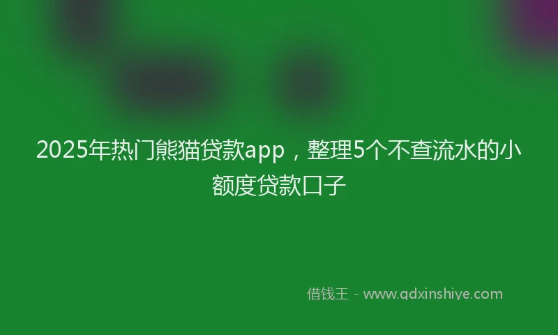 2025年热门熊猫贷款app，整理5个不查流水的小额度贷款口子