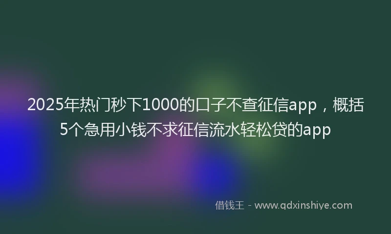 2025年热门秒下1000的口子不查征信app，概括5个急用小钱不求征信流水轻松贷的app