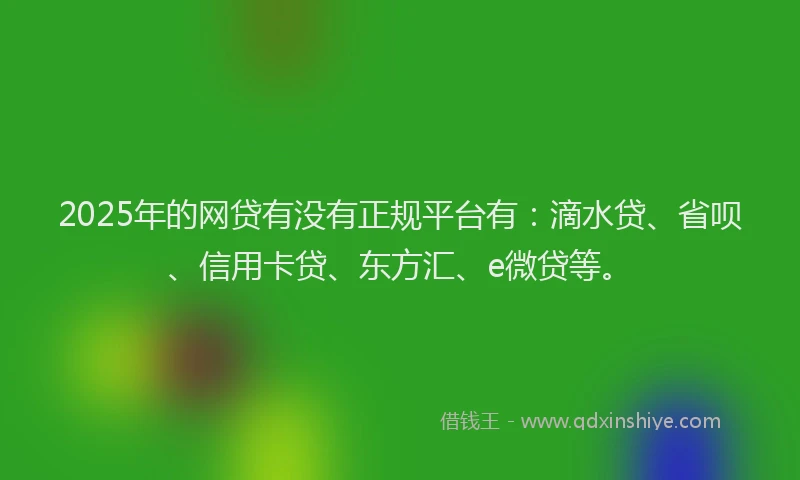 2025年的网贷有没有正规平台有：滴水贷、省呗、信用卡贷、东方汇、e微贷等。