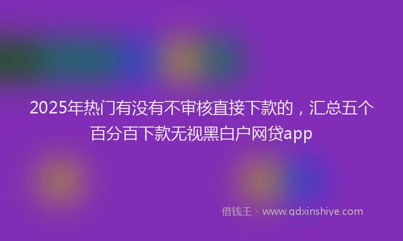 2025年热门有没有不审核直接下款的，汇总五个百分百下款无视黑白户网贷app