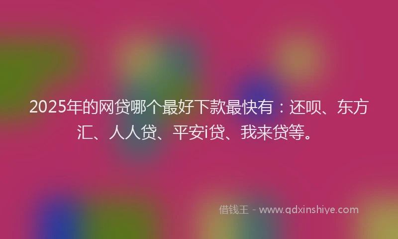 2025年的网贷哪个最好下款最快有：还呗、东方汇、人人贷、平安i贷、我来贷等。