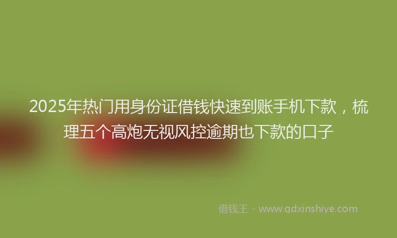 2025年热门用身份证借钱快速到账手机下款，梳理五个高炮无视风控逾期也下款的口子