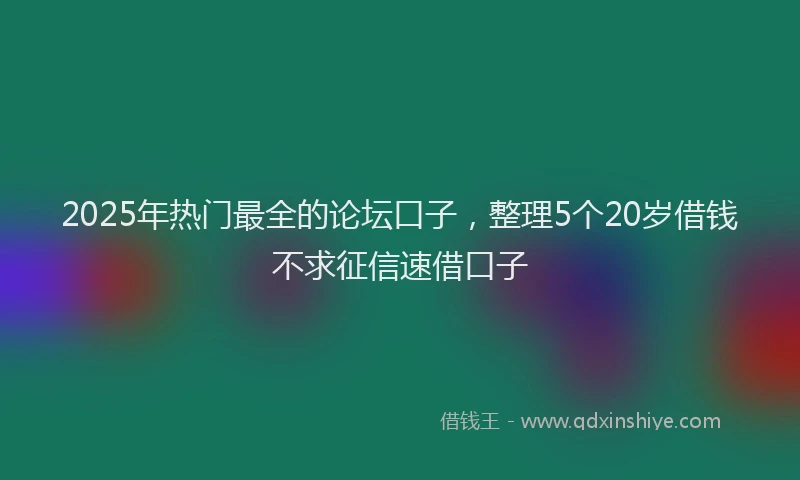 2025年热门最全的论坛口子，整理5个20岁借钱不求征信速借口子