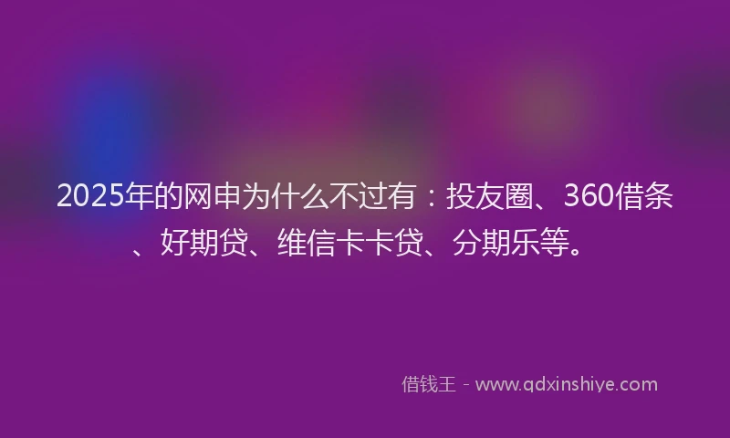 2025年的网申为什么不过有：投友圈、360借条、好期贷、维信卡卡贷、分期乐等。