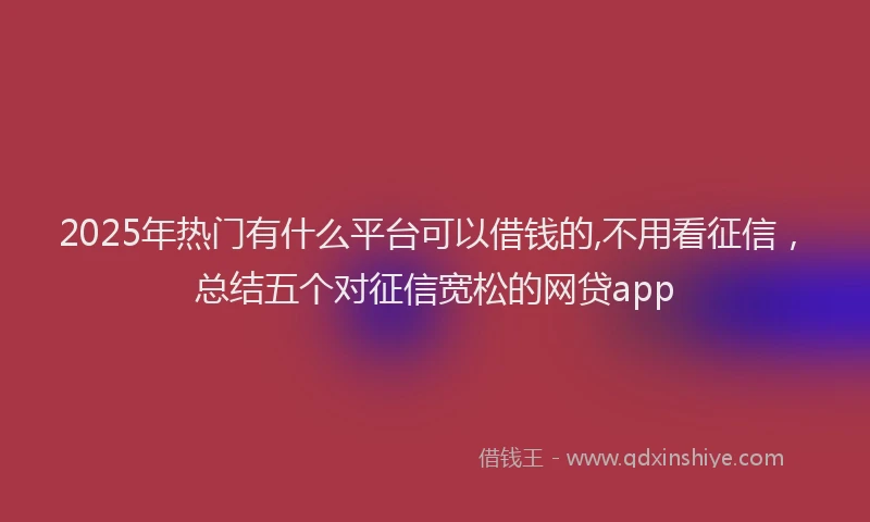 2025年热门有什么平台可以借钱的,不用看征信，总结五个对征信宽松的网贷app