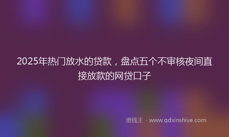 2025年热门放水的贷款，盘点五个不审核夜间直接放款的网贷口子