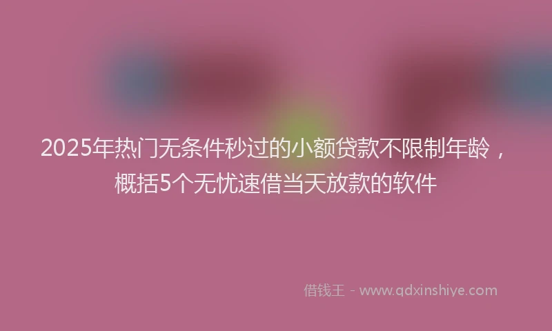2025年热门无条件秒过的小额贷款不限制年龄，概括5个无忧速借当天放款的软件