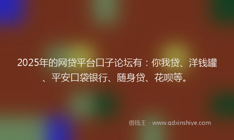 2025年的网贷平台口子论坛有：你我贷、洋钱罐、平安口袋银行、随身贷、花呗等。