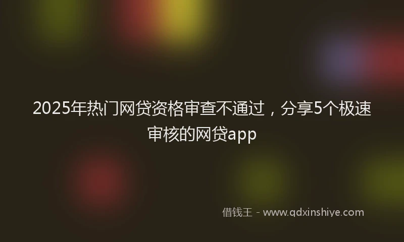 2025年热门网贷资格审查不通过，分享5个极速审核的网贷app