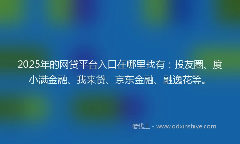 2025年的网贷平台入口在哪里找有：投友圈、度小满金融、我来贷、京东金融、融逸花等。