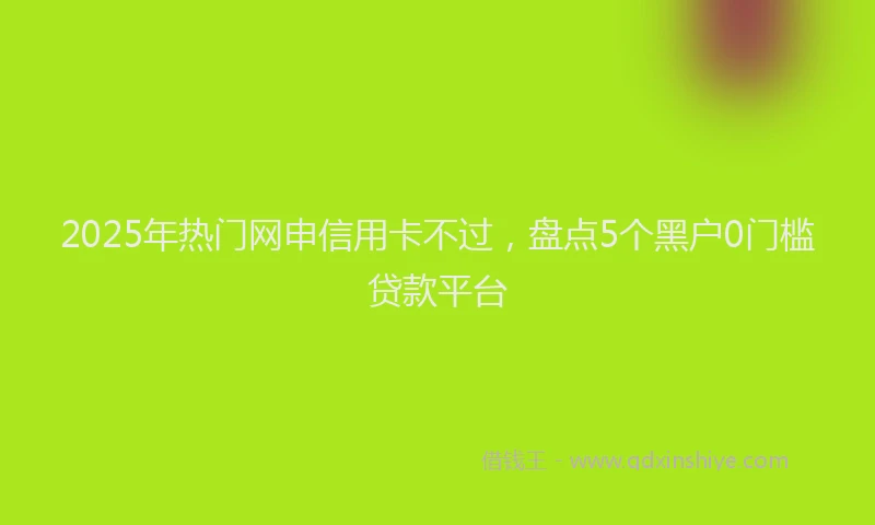 2025年热门网申信用卡不过，盘点5个黑户0门槛贷款平台