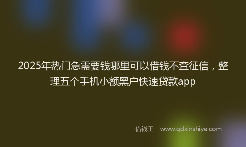 2025年热门急需要钱哪里可以借钱不查征信，整理五个手机小额黑户快速贷款app