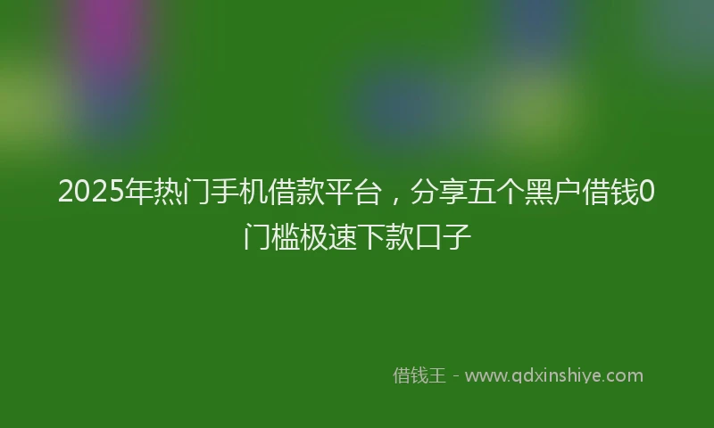 2025年热门手机借款平台，分享五个黑户借钱0门槛极速下款口子