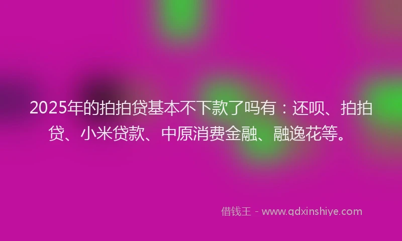 2025年的拍拍贷基本不下款了吗有：还呗、拍拍贷、小米贷款、中原消费金融、融逸花等。