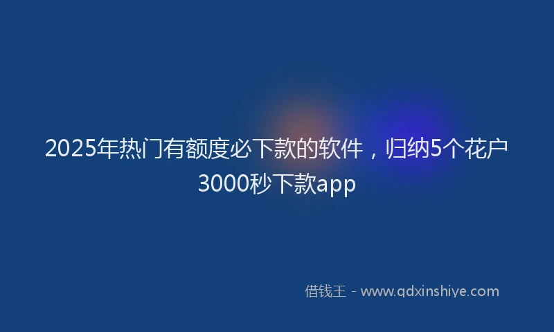2025年热门有额度必下款的软件，归纳5个花户3000秒下款app