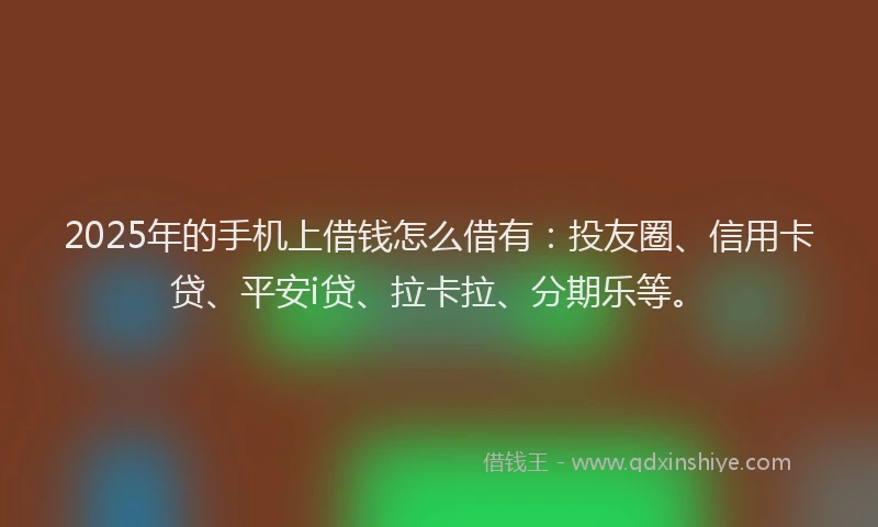 2025年的手机上借钱怎么借有：投友圈、信用卡贷、平安i贷、拉卡拉、分期乐等。