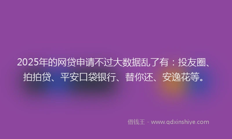 2025年的网贷申请不过大数据乱了有：投友圈、拍拍贷、平安口袋银行、替你还、安逸花等。