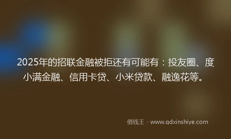 2025年的招联金融被拒还有可能有：投友圈、度小满金融、信用卡贷、小米贷款、融逸花等。