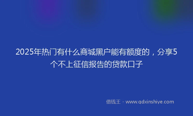 2025年热门有什么商城黑户能有额度的，分享5个不上征信报告的贷款口子