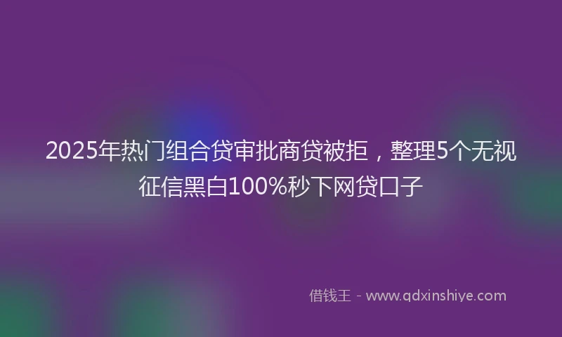 2025年热门组合贷审批商贷被拒，整理5个无视征信黑白100%秒下网贷口子