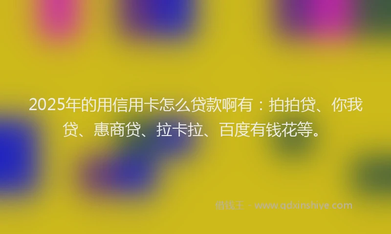 2025年的用信用卡怎么贷款啊有：拍拍贷、你我贷、惠商贷、拉卡拉、百度有钱花等。