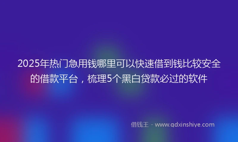 2025年热门急用钱哪里可以快速借到钱比较安全的借款平台，梳理5个黑白贷款必过的软件
