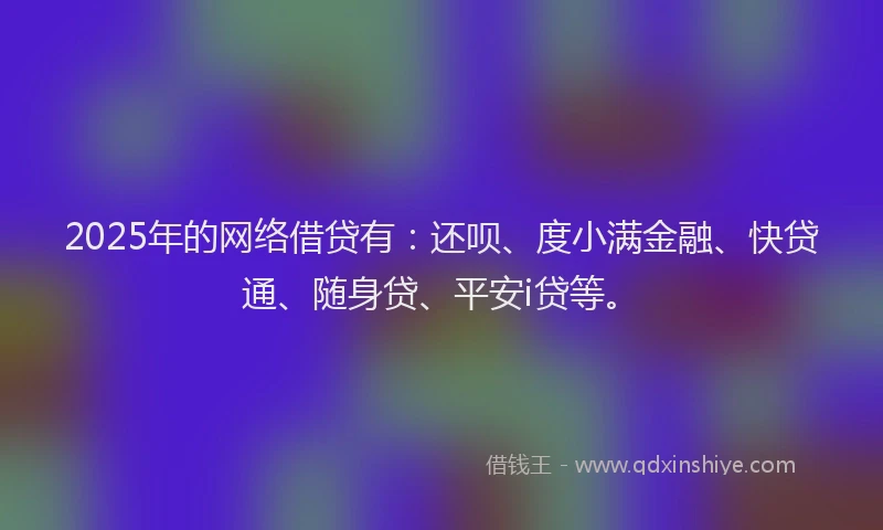2025年的网络借贷有：还呗、度小满金融、快贷通、随身贷、平安i贷等。