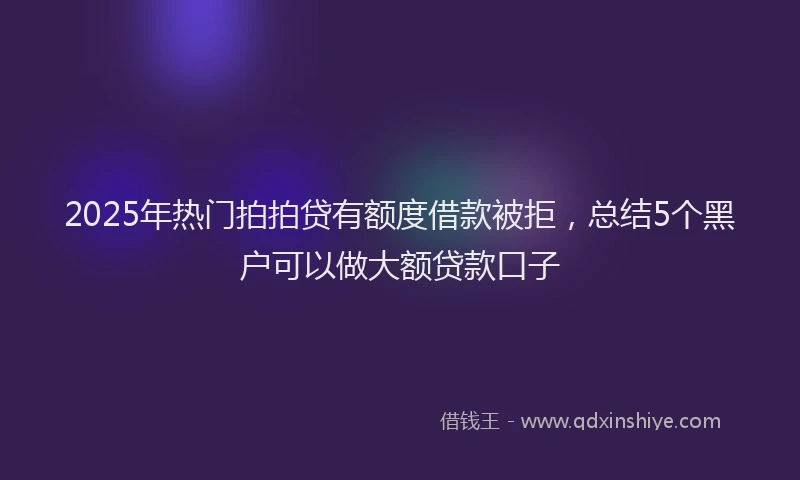 2025年热门拍拍贷有额度借款被拒，总结5个黑户可以做大额贷款口子