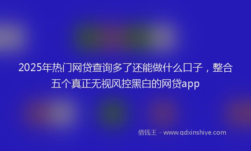 2025年热门网贷查询多了还能做什么口子，整合五个真正无视风控黑白的网贷app
