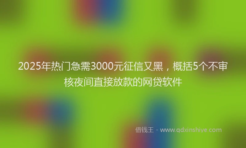 2025年热门急需3000元征信又黑，概括5个不审核夜间直接放款的网贷软件