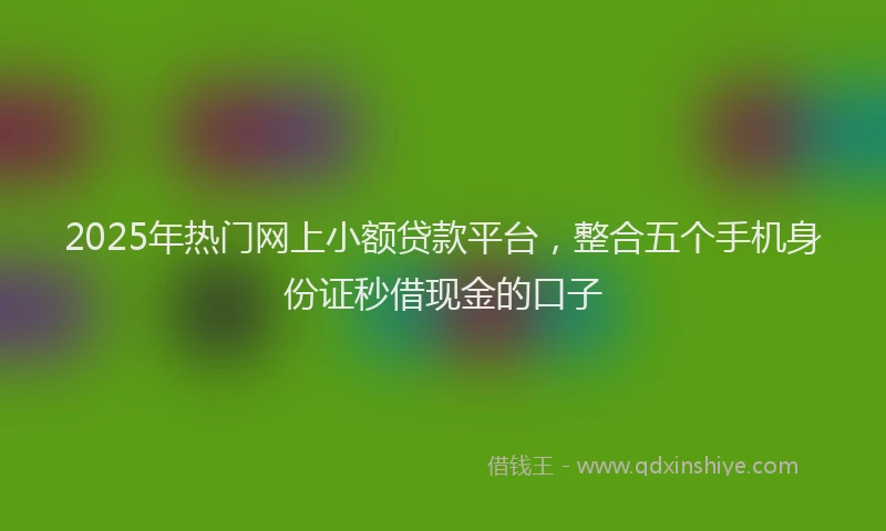 2025年热门网上小额贷款平台，整合五个手机身份证秒借现金的口子