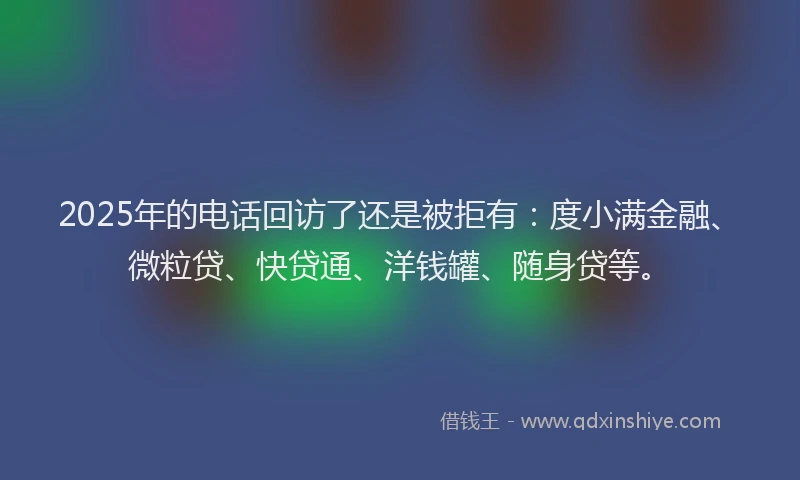 2025年的电话回访了还是被拒有：度小满金融、微粒贷、快贷通、洋钱罐、随身贷等。