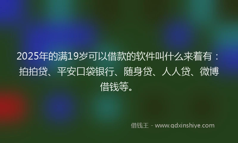 2025年的满19岁可以借款的软件叫什么来着有：拍拍贷、平安口袋银行、随身贷、人人贷、微博借钱等。
