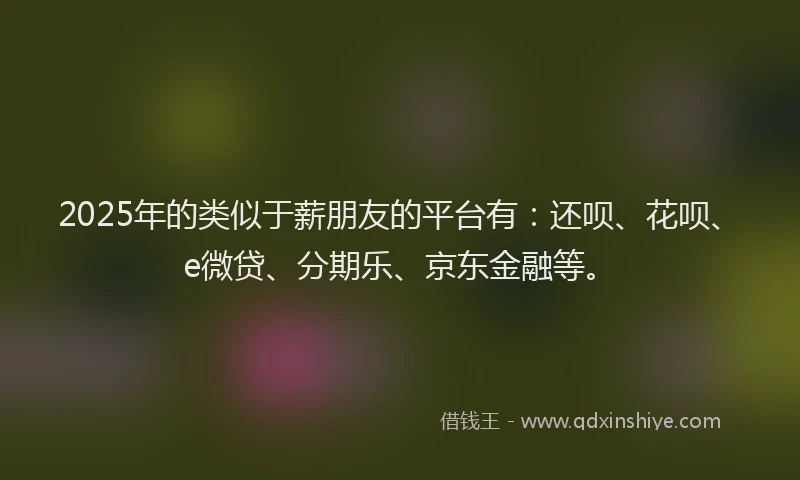 2025年的类似于薪朋友的平台有：还呗、花呗、e微贷、分期乐、京东金融等。