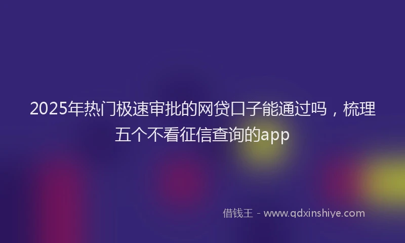2025年热门极速审批的网贷口子能通过吗，梳理五个不看征信查询的app
