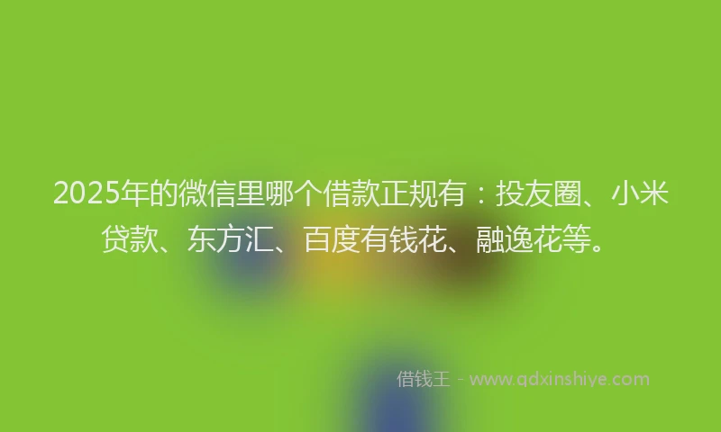 2025年的微信里哪个借款正规有：投友圈、小米贷款、东方汇、百度有钱花、融逸花等。