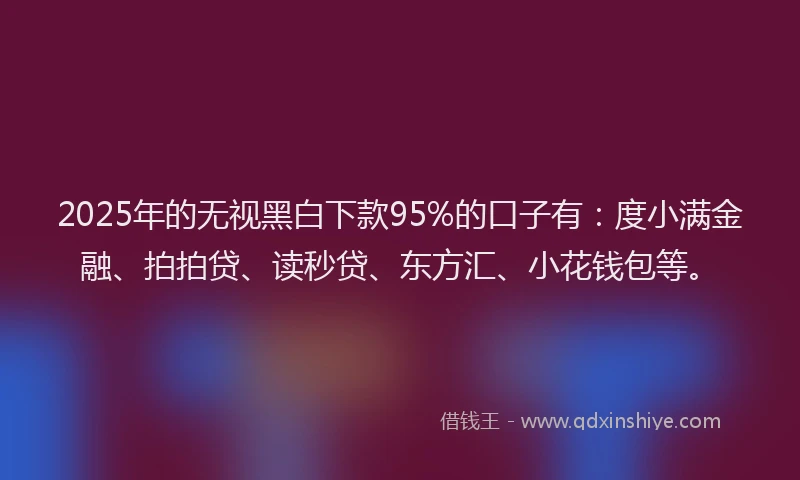 2025年的无视黑白下款95%的口子有：度小满金融、拍拍贷、读秒贷、东方汇、小花钱包等。