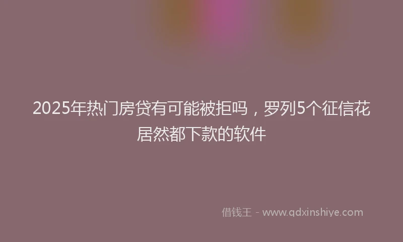 2025年热门房贷有可能被拒吗，罗列5个征信花居然都下款的软件