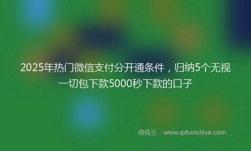 2025年热门微信支付分开通条件，归纳5个无视一切包下款5000秒下款的口子