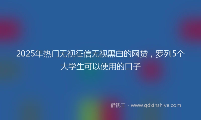 2025年热门无视征信无视黑白的网贷，罗列5个大学生可以使用的口子