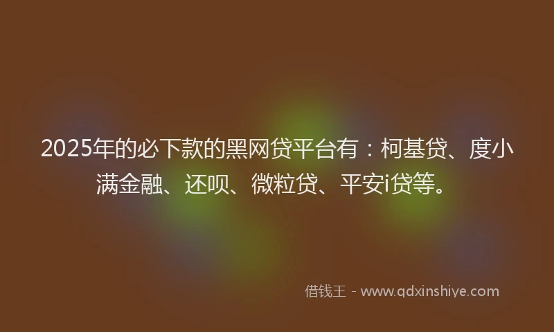 2025年的必下款的黑网贷平台有：柯基贷、度小满金融、还呗、微粒贷、平安i贷等。
