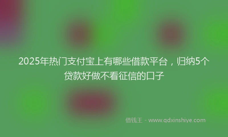 2025年热门支付宝上有哪些借款平台，归纳5个贷款好做不看征信的口子