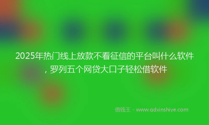 2025年热门线上放款不看征信的平台叫什么软件，罗列五个网贷大口子轻松借软件