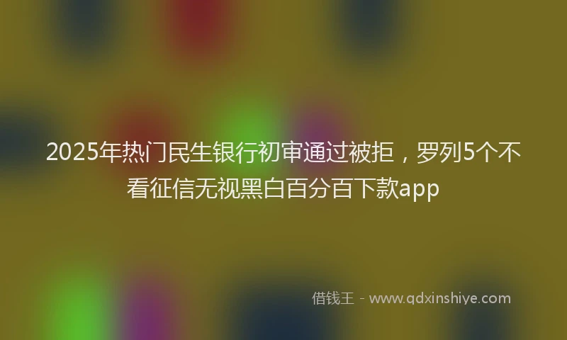 2025年热门民生银行初审通过被拒，罗列5个不看征信无视黑白百分百下款app