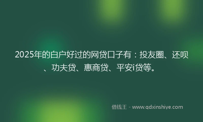 2025年的白户好过的网贷口子有：投友圈、还呗、功夫贷、惠商贷、平安i贷等。