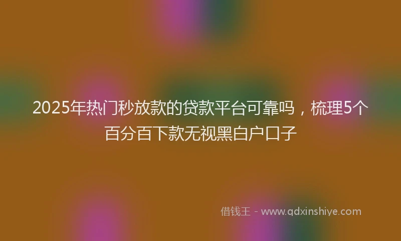 2025年热门秒放款的贷款平台可靠吗，梳理5个百分百下款无视黑白户口子