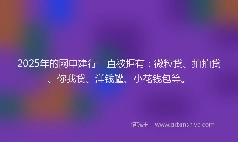 2025年的网申建行一直被拒有：微粒贷、拍拍贷、你我贷、洋钱罐、小花钱包等。