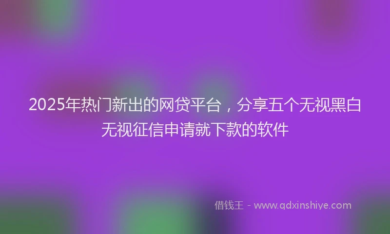 2025年热门新出的网贷平台，分享五个无视黑白无视征信申请就下款的软件